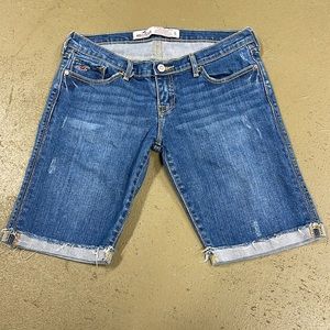 Hollister Cuffed Cut Off Distressed Denim Jean Shorts Size 5